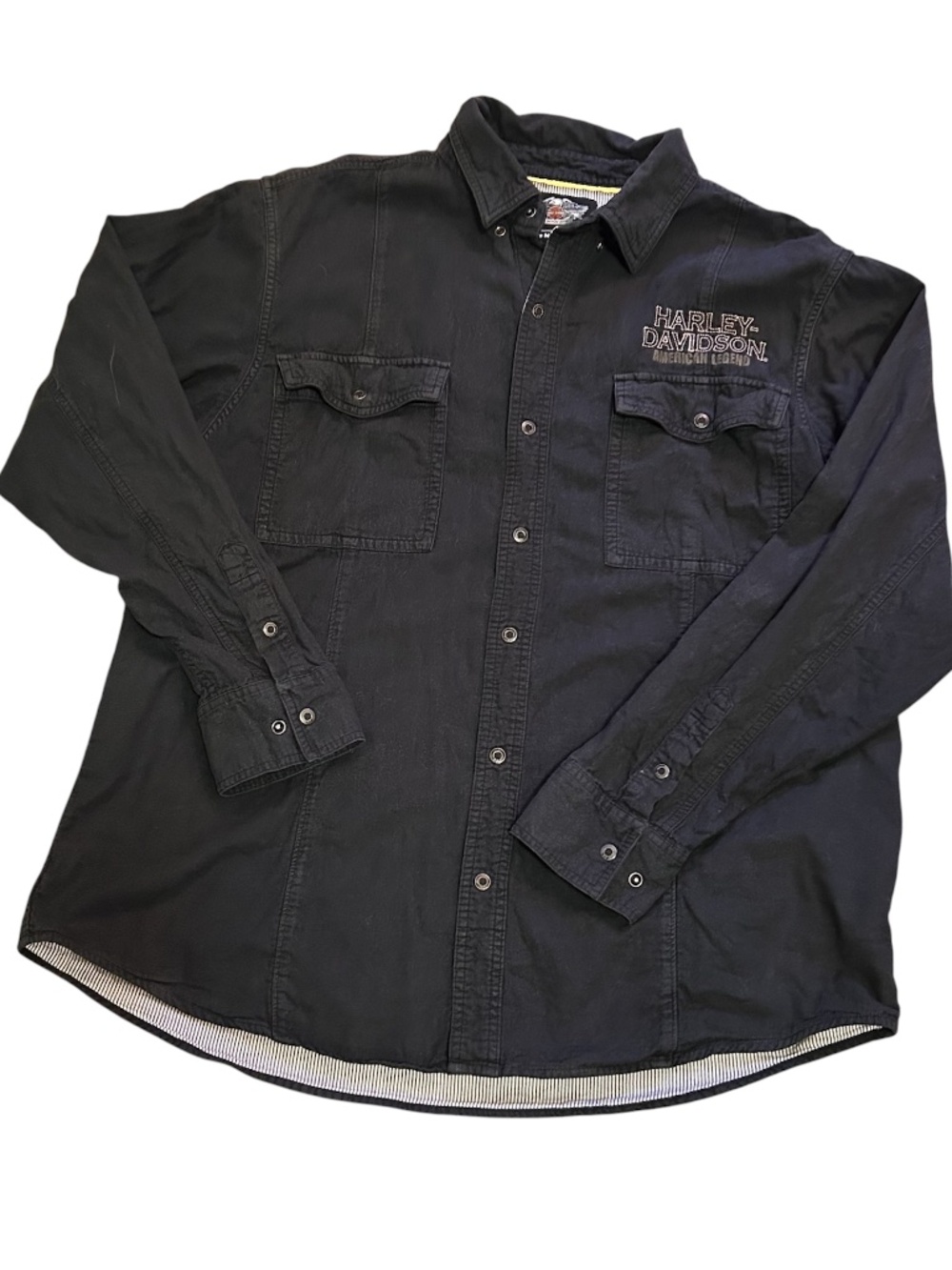 Men's Harley-Davidson Long Sleeve 100% Cotton Snap-Up 2 Pocket Shirt Size XL